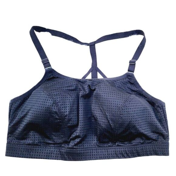 Livi Womens Sports Bra Black Mesh Racerback Spaghetti Cross Strap Nylon Size 14 - Picture 1 of 6
